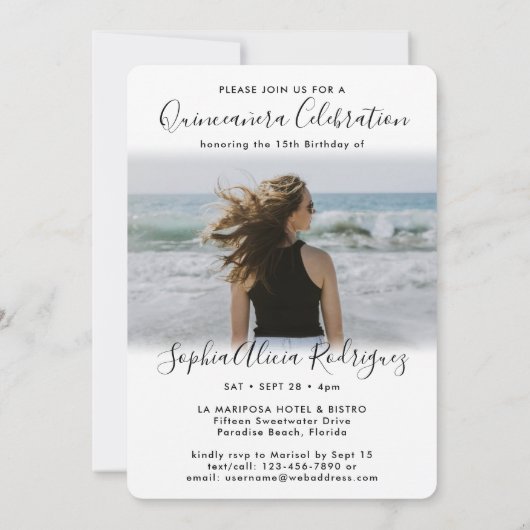 Invitation Design Quinceañera Script 2 Photo 15e anniversaire (Dos)