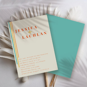 Invitation Design rétro chic avec Mariage de rayures colorées