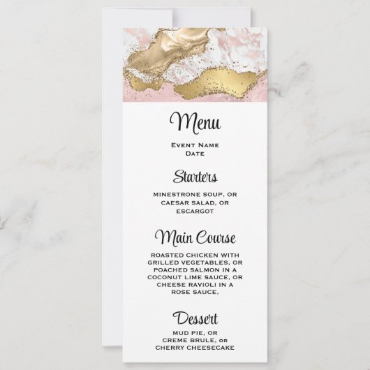 Invitation Design Rose de luxe en marbre rose or (Devant)