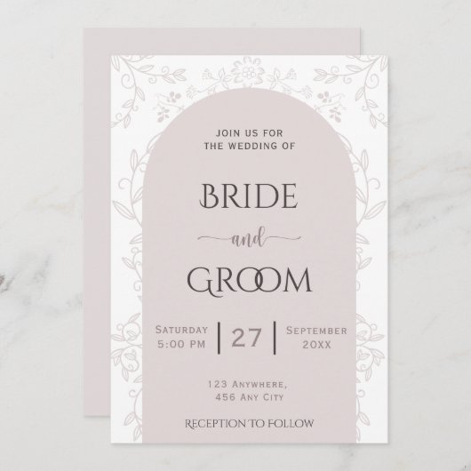 Invitation Design rose fleuri & mariage rose doré tactile (Devant / Derrière)