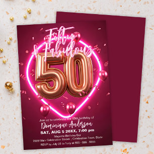 Invitation Design Rose Gold et rose Neon 50e anniversaire