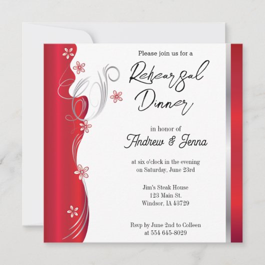 Invitation Design rouge tourbillonnant (Devant)
