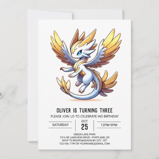 Invitation Design Simple Dragon Anniversaire (Devant)