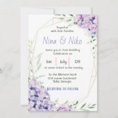 Invitation Design simple et élégant de fleurs violettes Invit (Devant)