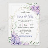 Invitation Design simple et élégant de fleurs violettes Invit (Devant / Derrière)
