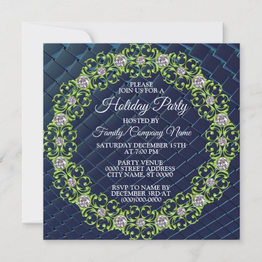 Invitation Design vert de Noël Unique Fêtes Invit (Devant)