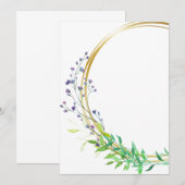 Invitation Design vierge avec fleurs bleues en éclaboussure (Devant / Derrière)