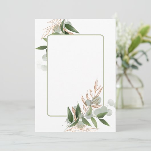 Invitation Design vierge avec pulvérisation de feuilles vert  (Debout devant)