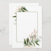 Invitation Design vierge avec pulvérisation de feuilles vert  (Devant / Derrière)