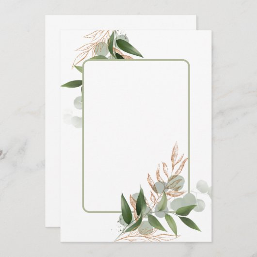 Invitation Design vierge avec pulvérisation de feuilles vert  (Devant / Derrière)