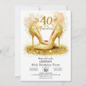 Invitation Design Whimsical Digital Gold 40e anniversaire (Devant)