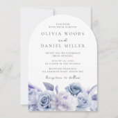 Invitation Designer Arch Dusty Blue Floral Mariage (Devant)