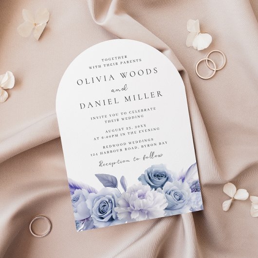 Invitation Designer Arch Dusty Blue Floral Mariage