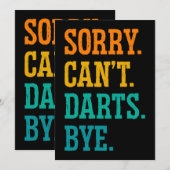 Invitation Désolé Cant Darts Bye Dart Player Darting Triple 2 (Devant / Derrière)
