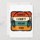 Invitation Désolé de ne pas vous entendre - Casques Retro (Devant)