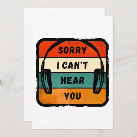 Invitation Désolé de ne pas vous entendre - Casques Retro (Devant / Derrière)