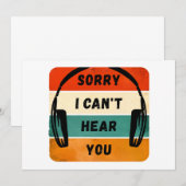 Invitation Désolé de ne pas vous entendre - Casques Retro (Devant / Derrière)