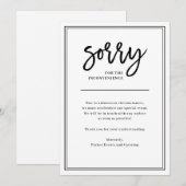 Invitation Désolé pour la gêne | Annulation ou report (Devant / Derrière)