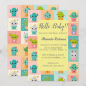 Invitation Dessert cactus & Baby shower Succulent sans coutur (Devant / Derrière)