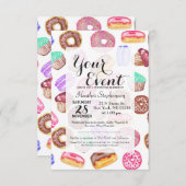 Invitation Desserts d'aquarelle peints à la main (Devant / Derrière)