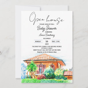 Invitation dessin à la main baby shower à la maison