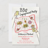 Invitation Dessin à la main de la partie d'engagement pique-n (Devant)