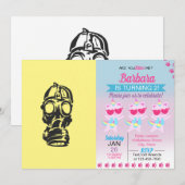 Invitation dessin à la main de l'illustration Masque de gaz (Devant / Derrière)