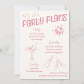 Invitation Dessin à la main Disco rose Fête d'anniversaire Fi (Dos)