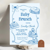 Invitation Dessin à la main Doodles Bleu Bébé Brunch Invitati
