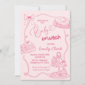 Invitation Dessin à la main Doodles rose Baby Brunch Invitati (Devant)