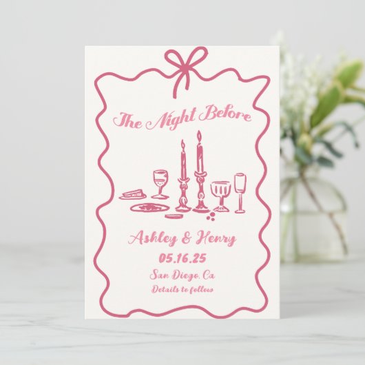 Invitation Dessin à la main la veille du dîner de répétition (Debout devant)