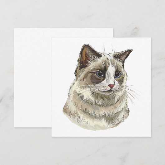 Invitation Dessin à la main Ragdoll chat (Devant / Derrière)