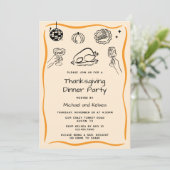 Invitation Dessin à la main Scribble Thanksgiving Dîner Invit (Debout devant)