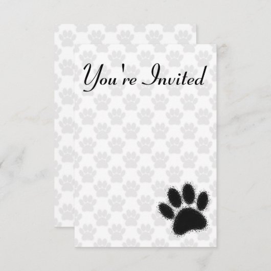 Invitation Dessin à mâchoire de chien noir (Devant / Derrière)