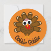 Invitation Dessin amusant de dinde à la fête de Thanksgiving (Devant)