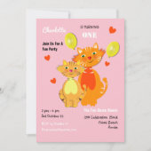 Invitation Dessin amusant Kitty Chats adorable fête d'anniver (Devant)