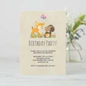 Invitation Dessin animé d'anniversaire de créatures mignonnes (Debout devant)