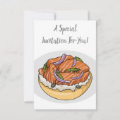 Invitation dessin animé de bagel saumon (Dos)