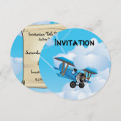 Invitation Dessin animé de BiPlan mignon (Devant / Derrière)