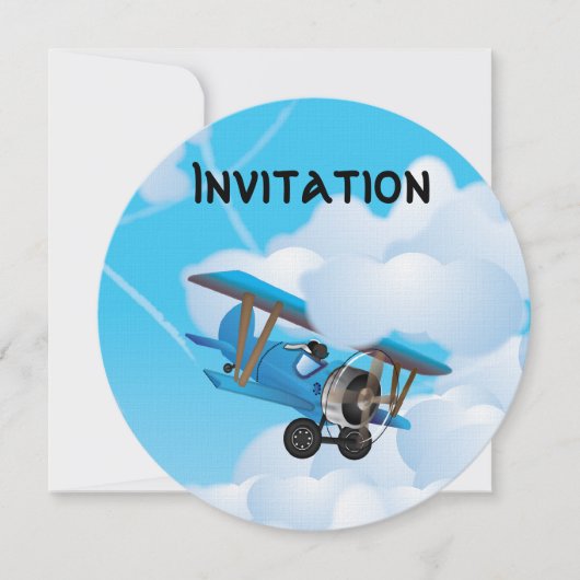 Invitation Dessin animé de BiPlan mignon (Devant)