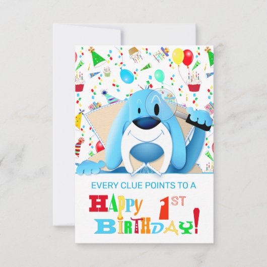 Invitation Dessin animé de chien limier bleu intelligent déte (Devant)
