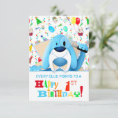 Invitation Dessin animé de chien limier bleu intelligent déte (Debout devant)