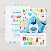 Invitation Dessin animé de chien limier bleu intelligent déte (Devant / Derrière)