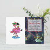 Invitation Dessin animé de flamant rose d'été | choisir la co (Debout devant)