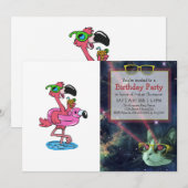 Invitation Dessin animé de flamant rose d'été | choisir la co (Devant / Derrière)