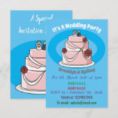 Invitation dessin animé de gâteau mariage (Devant / Derrière)