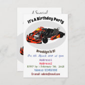 Invitation dessin animé de Kart racing (Devant / Derrière)
