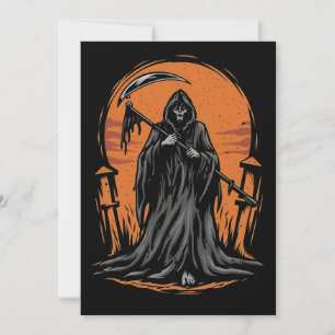 Invitation Dessin animé de la Faucheuse dans un cimetière au
