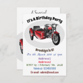 Invitation dessin animé de la moto Sidecar (Devant / Derrière)