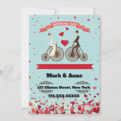 Invitation Dessin animé de mariée et marié à vélo pour se ren (Dos)
